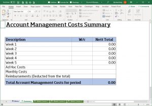 Excel Account Management Costs Summary