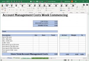 Excel Weekly Costs Account Management